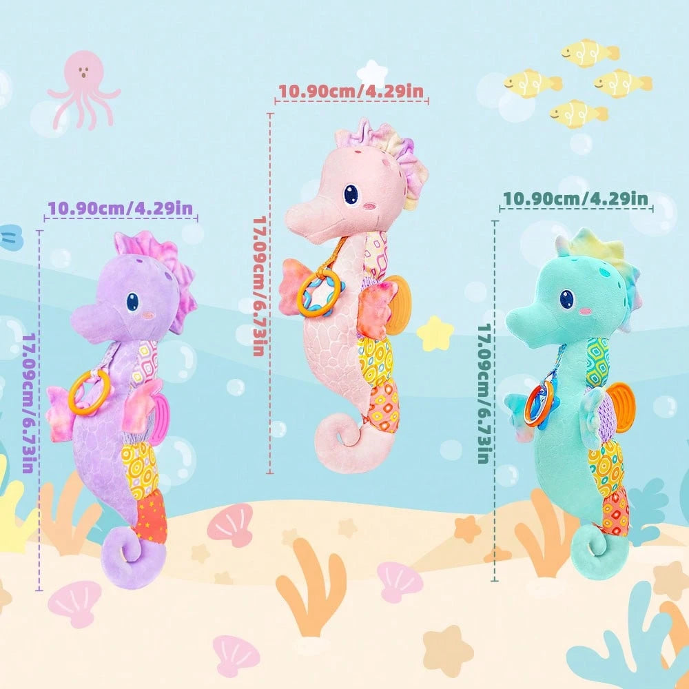 Baby Toys 0-6 Months, Infant Musical Stuffed Animals Soft Toy With Bright Colors, Crinkle Sound Paper, Multi-Textures & Rattles, For 0 6 12 Months Boy/Girls(Blue&Pink&Purple) Valentine'S Day, Hallowee