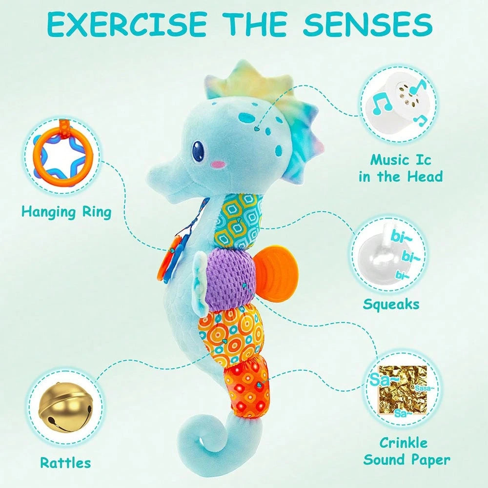 Baby Toys 0-6 Months, Infant Musical Stuffed Animals Soft Toy With Bright Colors, Crinkle Sound Paper, Multi-Textures & Rattles, For 0 6 12 Months Boy/Girls(Blue&Pink&Purple) Valentine'S Day, Hallowee