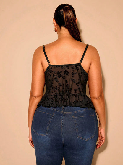 BAE Women's Plus Size Romantic Rose Floral Print Camisole Top