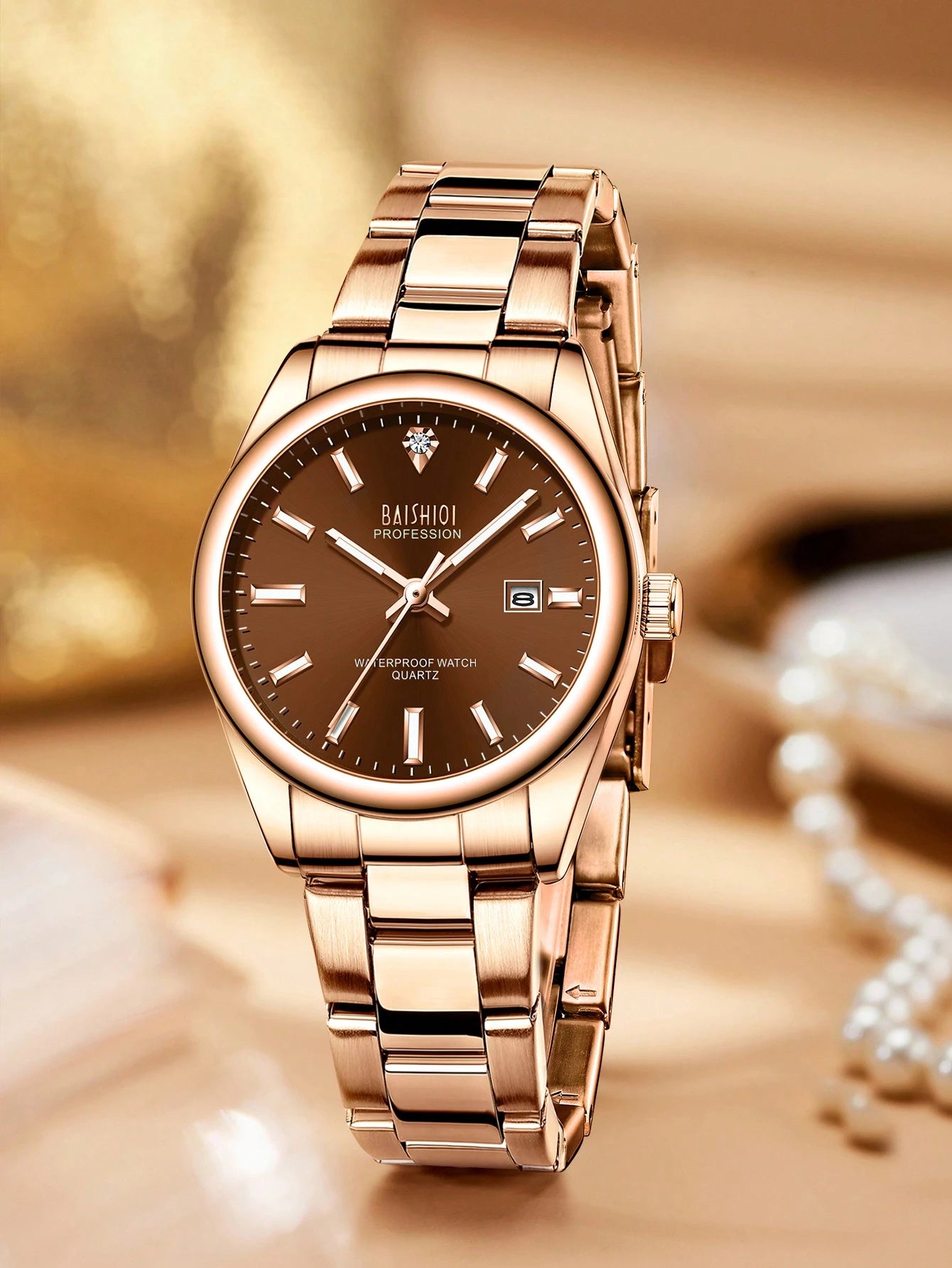 BAISHIQI 1pc Women's Fashionable And Minimalist Watch, High-Quality Quartz Stainless Steel Strap, Date, Luminous Hands, 3ATM Waterproof, Elegant Wo Gift+Free Steel Strip Cutting Tool+Free Box
