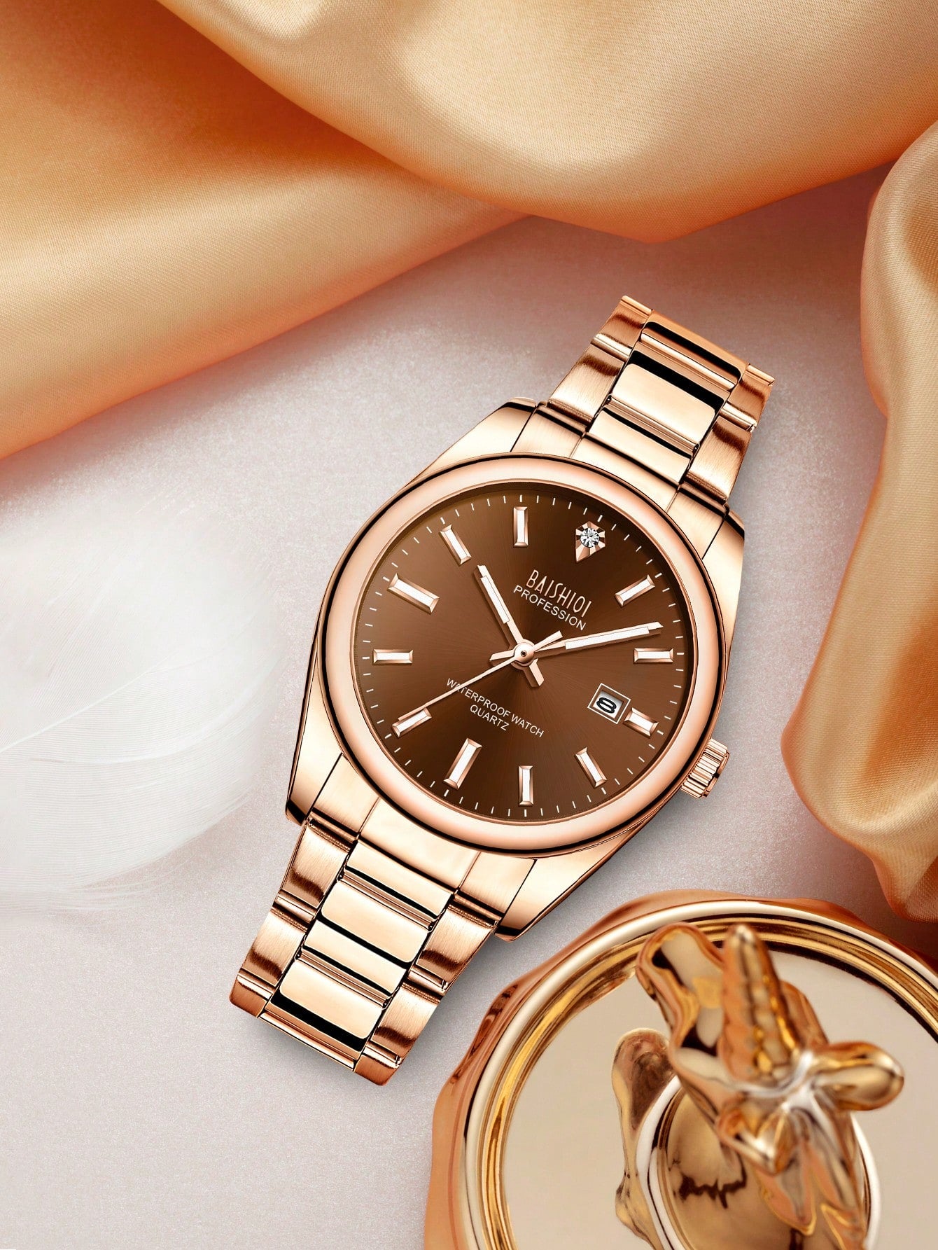 BAISHIQI 1pc Women's Fashionable And Minimalist Watch, High-Quality Quartz Stainless Steel Strap, Date, Luminous Hands, 3ATM Waterproof, Elegant Wo Gift+Free Steel Strip Cutting Tool+Free Box