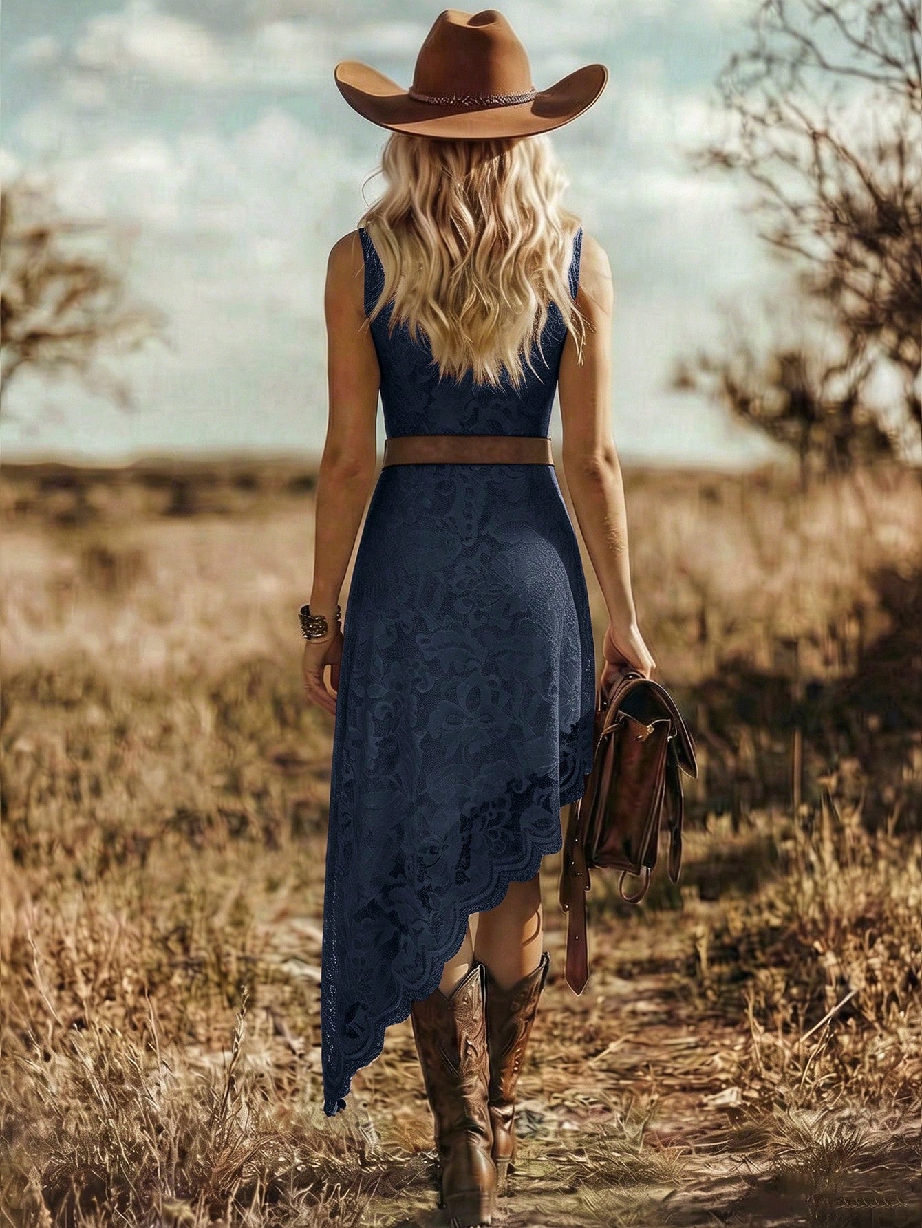 Balvessa Vacation Casual Solid Color Lace Asymmetrical Hem Sleeveless Dress