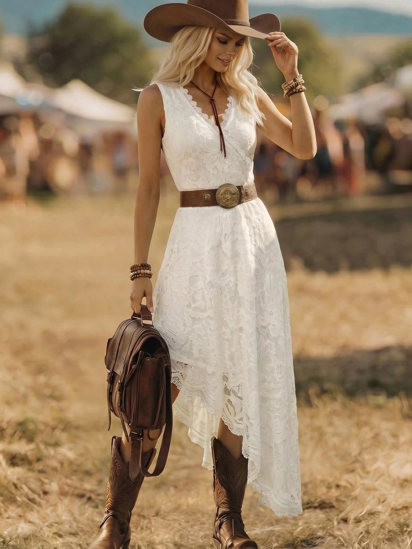 Balvessa Vacation Casual Solid Color Lace Asymmetrical Hem Sleeveless Dress