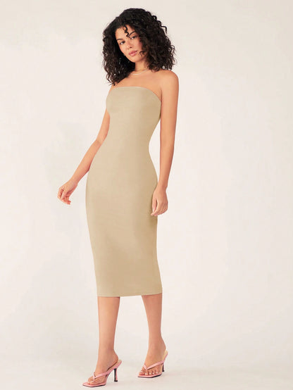 BASICS Women'S Strapless Slim Fit Bodycon Casual Dinner Dress,Summer Dresses For Women Summer Dresses