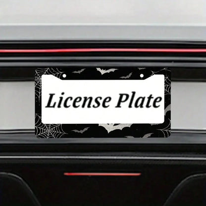 Bat Spider Web License Plate Frame Goth Gothic License Plate Holder Universal Auto Parts Rust-Proof Waterproof Car Decorative Frame Standard US 12x6 Inch 2PC