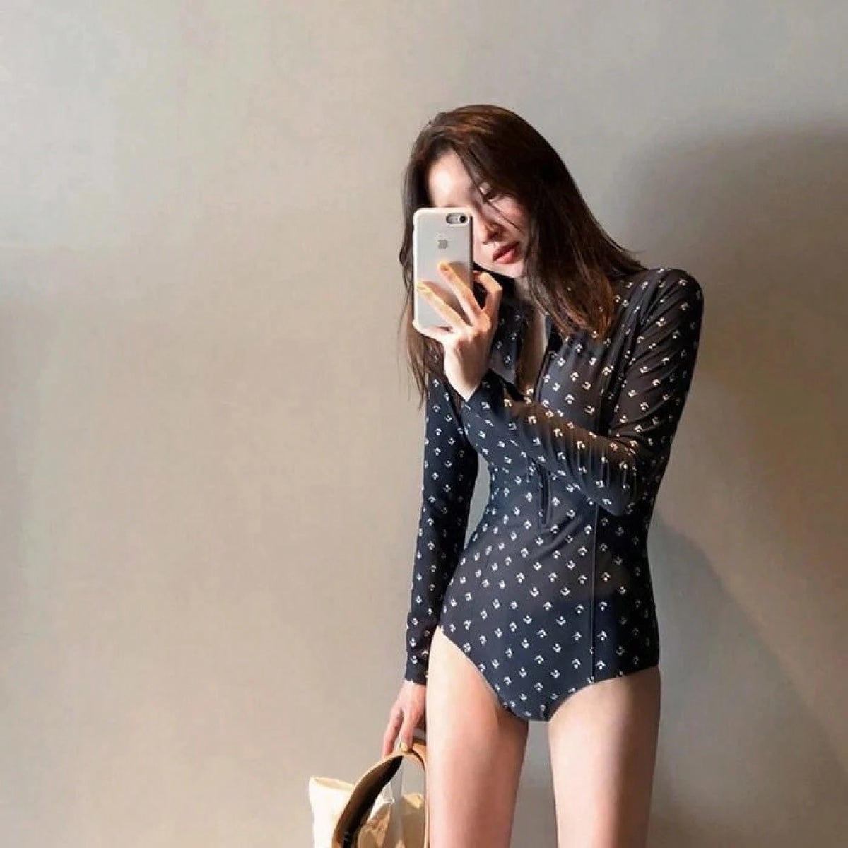 Beach Outfits Women, One-Piece Swimsuit, Long-Sleeved Suit Sports And Swimming