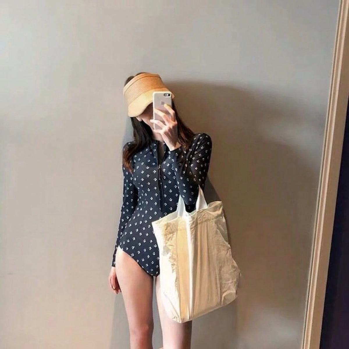 Beach Outfits Women, One-Piece Swimsuit, Long-Sleeved Suit Sports And Swimming