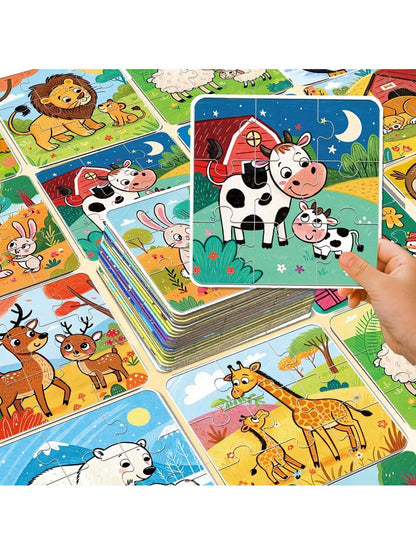 beartale 36pcs DIY Puzzle Set, Cartoon Farm Animal Jigsaw Puzzle Game, Children's Educational Toy, Travel Toy, Learning Supplies, Vibrant Preschool Toy, Develop Coordination And Motor Skills, Montesso