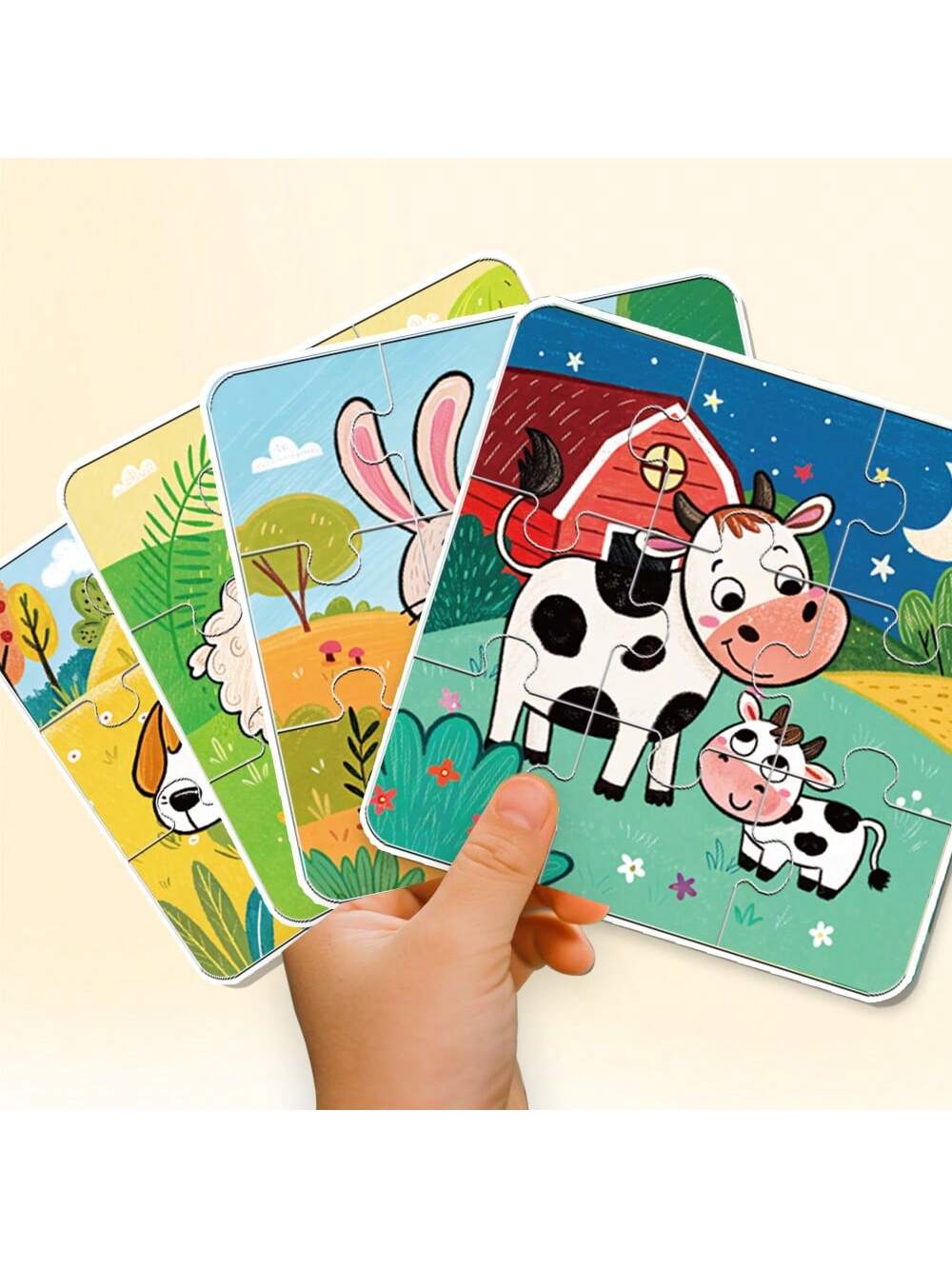 beartale 36pcs DIY Puzzle Set, Cartoon Farm Animal Jigsaw Puzzle Game, Children's Educational Toy, Travel Toy, Learning Supplies, Vibrant Preschool Toy, Develop Coordination And Motor Skills, Montesso