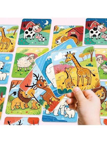 beartale 36pcs DIY Puzzle Set, Cartoon Farm Animal Jigsaw Puzzle Game, Children's Educational Toy, Travel Toy, Learning Supplies, Vibrant Preschool Toy, Develop Coordination And Motor Skills, Montesso