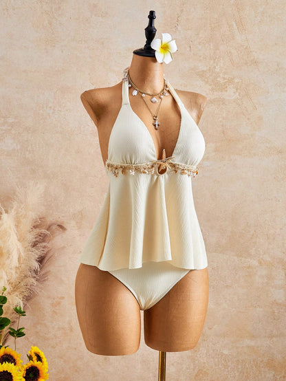 Bellisia Women's Spring/Summer New Separate Special Fabric Beach Vacation Set
