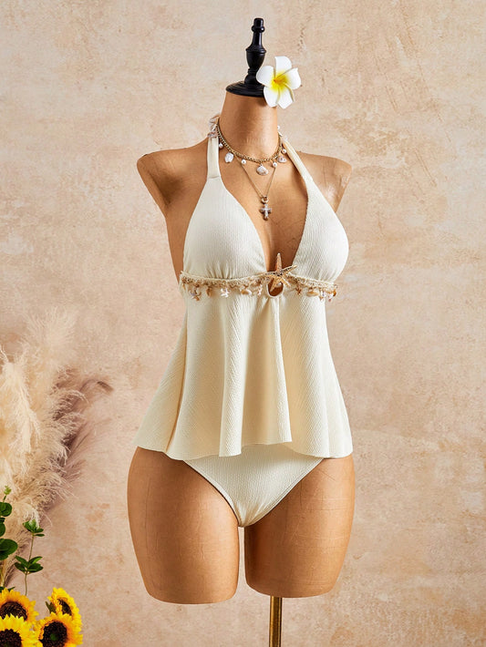 Bellisia Women's Spring/Summer New Separate Special Fabric Beach Vacation Set