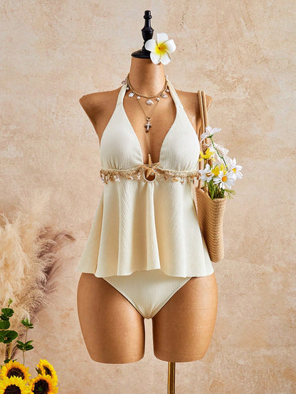 Bellisia Women's Spring/Summer New Separate Special Fabric Beach Vacation Set
