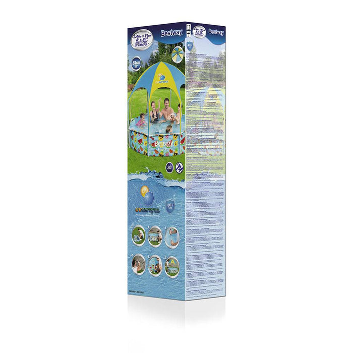 Bestway Steel Pro UV Careful Splash-in-Shade Round Above Ground Play Pool Assorted Design - 244x51cm