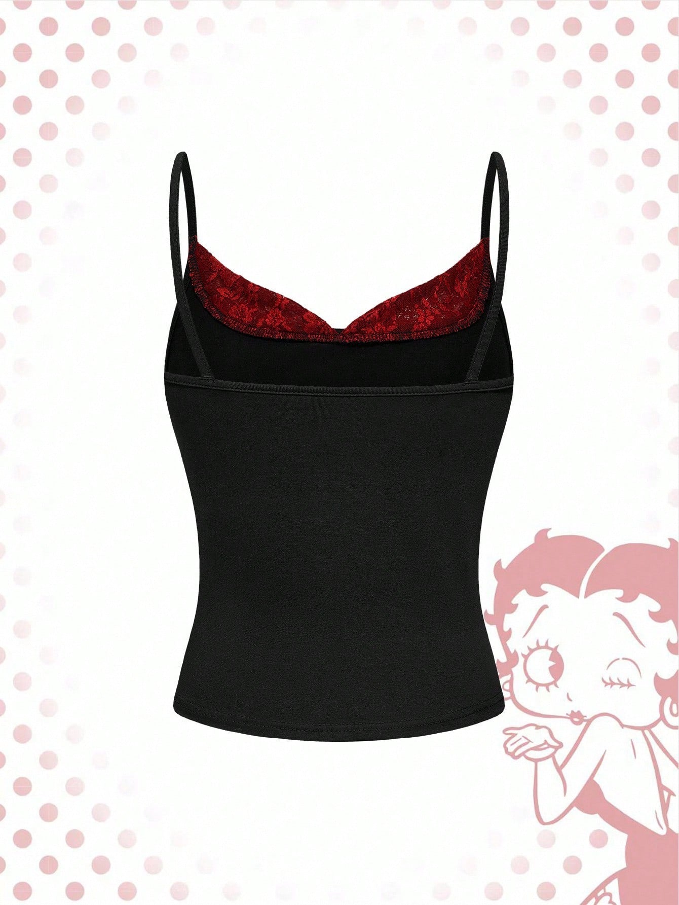 Betty Boop| ROMWE Plus Size Women Y2K Rose & Portrait Graphic Lace Camisole Top