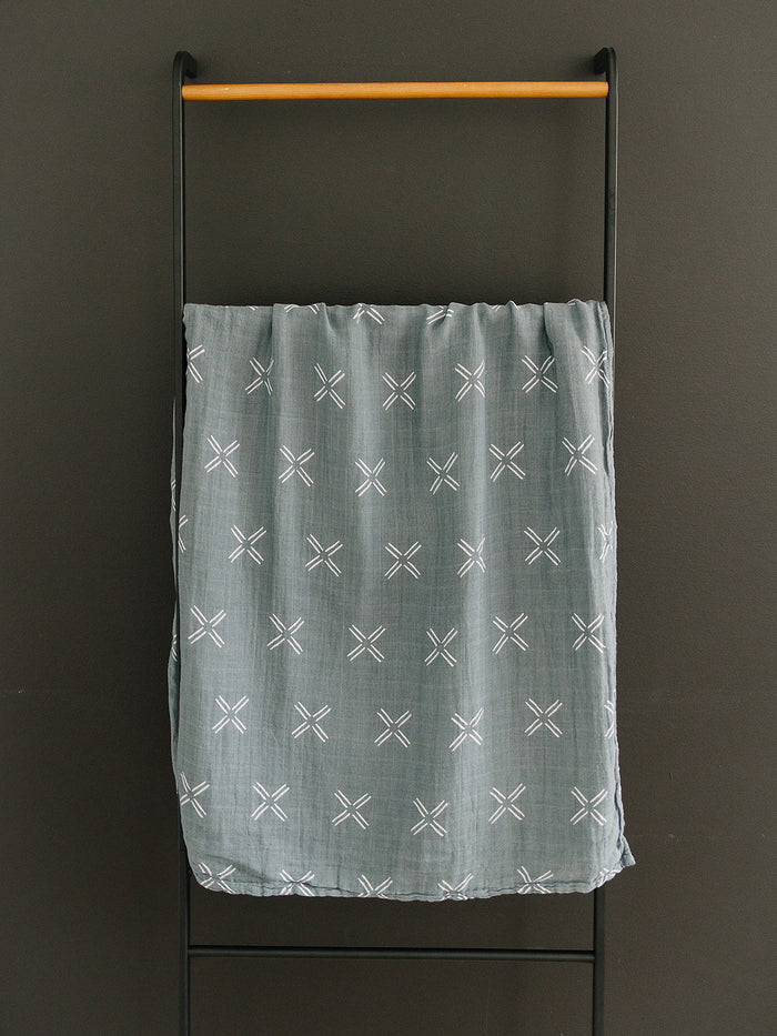 Blue X Swaddle Blanket Freshly Picked + Mebie Baby