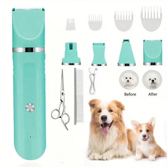 BLUTOOL Professional Quiet Dog Grooming Clippers Cordless Rechargeable Pet Hair Shaver Trimmer Kit, Low Vibration Pet Grooming Tools With Replaceable Blades, Limit Combs, Scissors For Puppy Kitten Sma