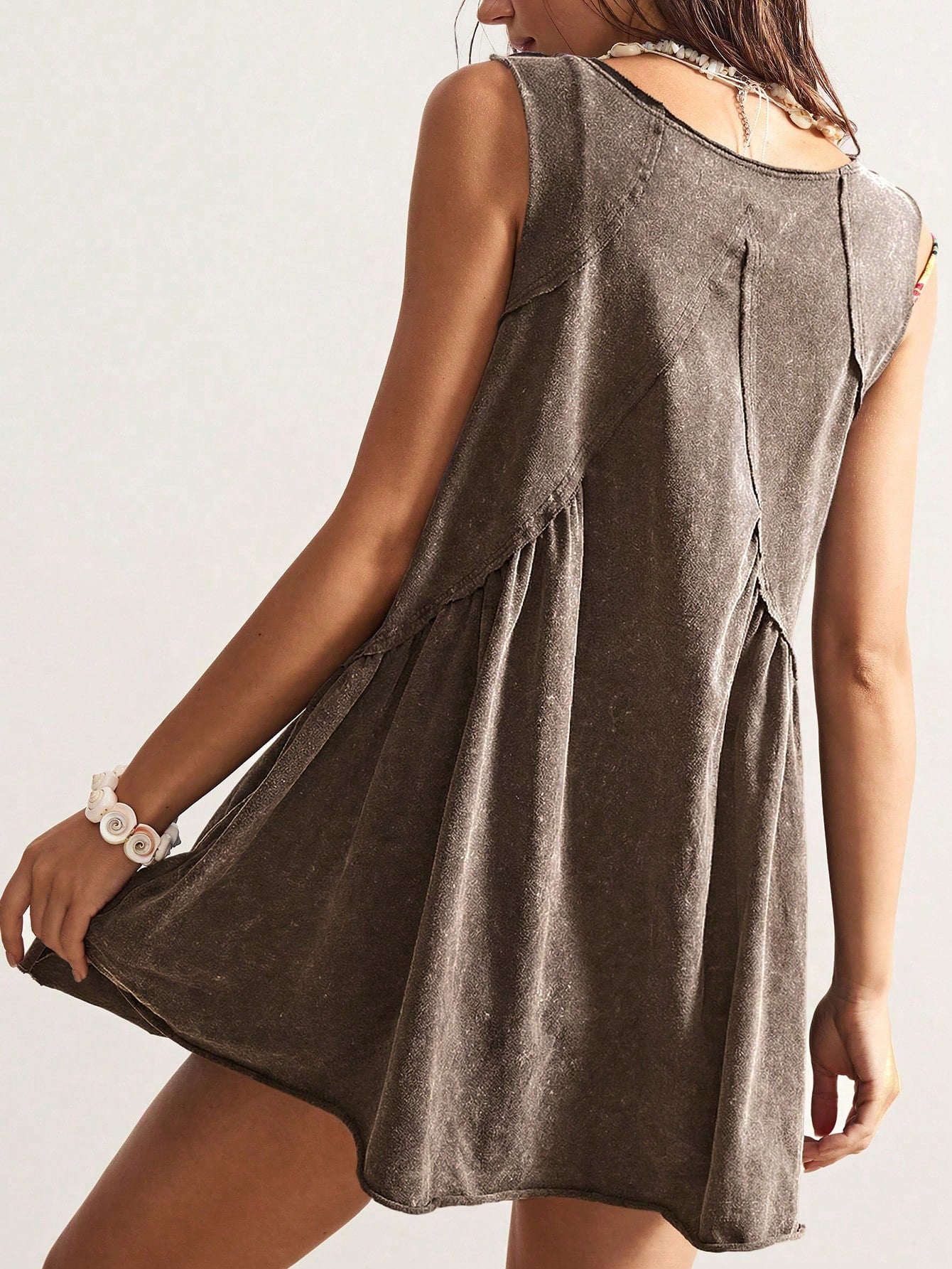 Bohemela Casual Solid Color V-Neck Loose Knit Mini Dress For Women,Summer Dresses For Women
