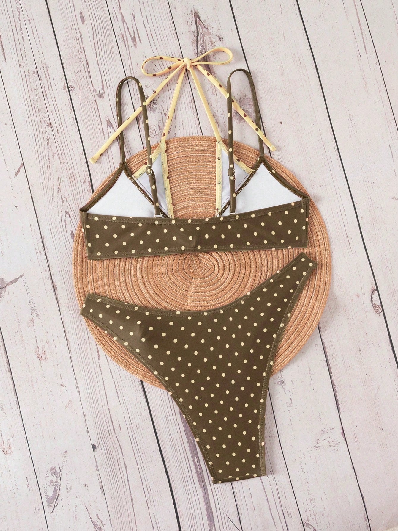 Bonvoyette Women's Pink And White Polka Dot Bikini Set,Summer,1920s Gatsby Style Contrast Color Print,Holiday,Pool Party,Holiday Beachwear,Y2K Nightclub