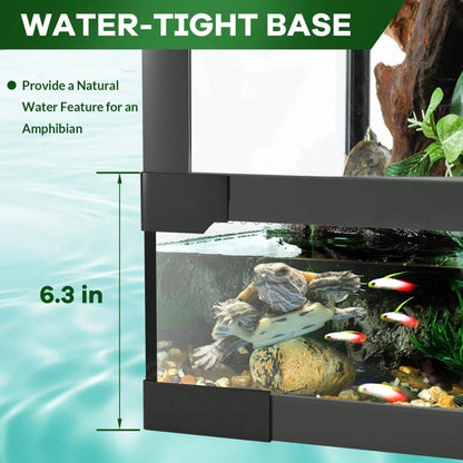 BouPower 34 Gallon Reptile Tall Glass Terrarium, 24" X 18" X 18" With Top Screen Ventilation Tall Reptile Tank, Toughened Glass Reptile Tank, Double Hinge Door & Anti Escape For Lizard Snake