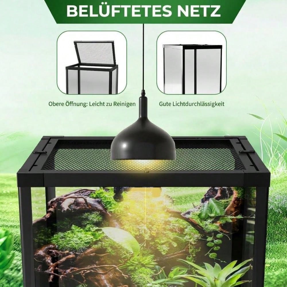 BouPower 34 Gallon Reptile Tall Glass Terrarium, 24" X 18" X 18" With Top Screen Ventilation Tall Reptile Tank, Toughened Glass Reptile Tank, Double Hinge Door & Anti Escape For Lizard Snake