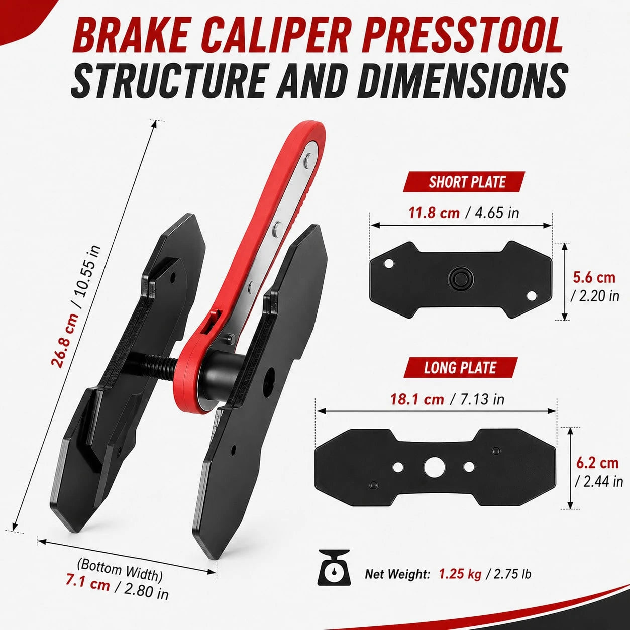 Brake Caliper Piston Retraction Tool With 360° Rotating Ratchet – Heavy-Duty Piston Compressor And Brake Pad Spreader Set; Includes Two Steel Plates And Work Gloves; Suitable For Single-, Twin-, And Q