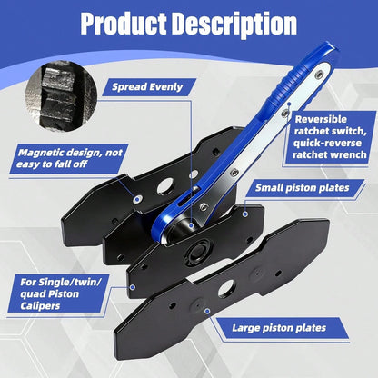 Brake Caliper Press Tool, Ratchet Piston Compressor With 2 Hooks, Universal Disc Brake Spreader Wrench, Easy Automotive Repair Tool For DIY Car Brake Maintenance, Father's Day Gift