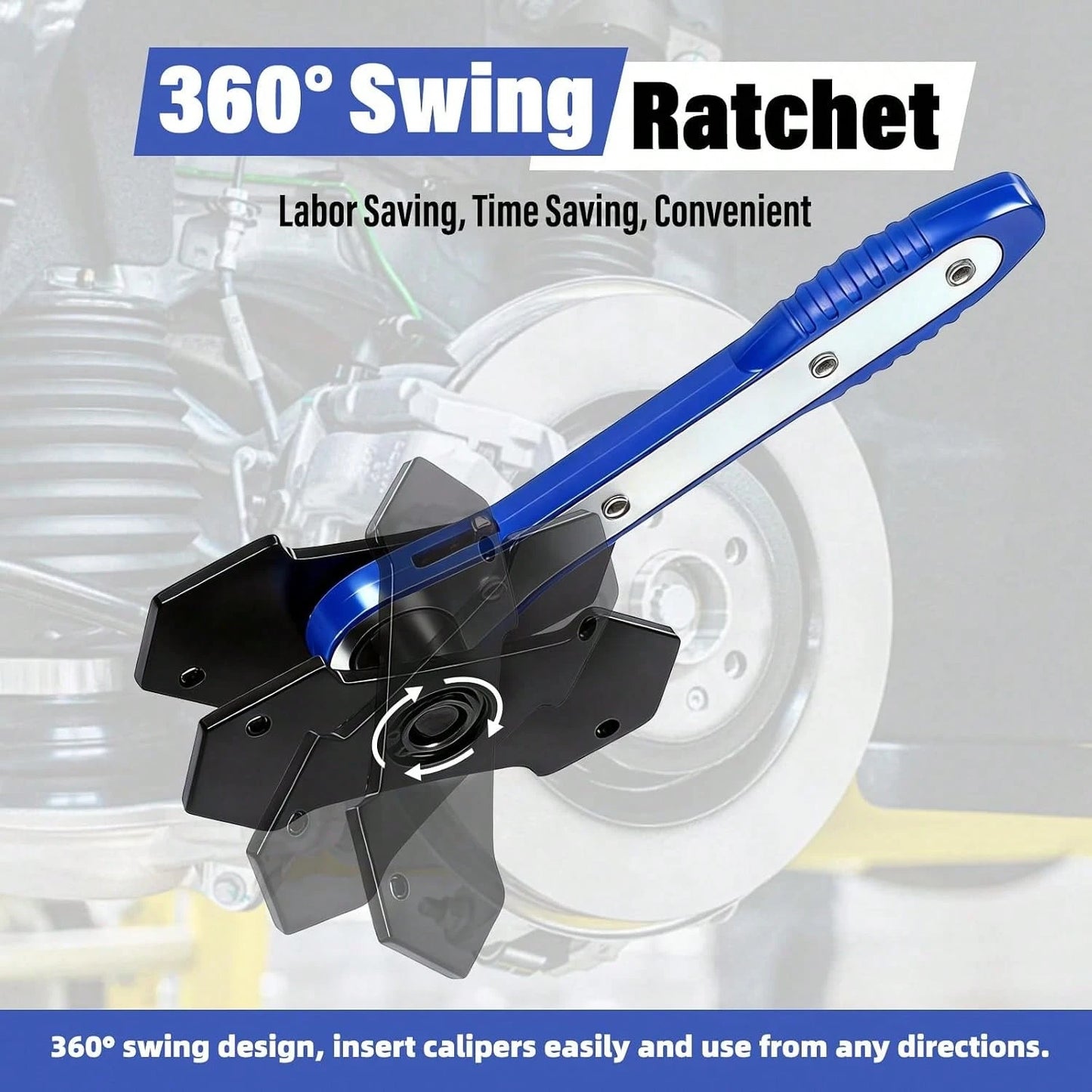 Brake Caliper Press Tool, Ratchet Piston Compressor With 2 Hooks, Universal Disc Brake Spreader Wrench, Easy Automotive Repair Tool For DIY Car Brake Maintenance, Father's Day Gift