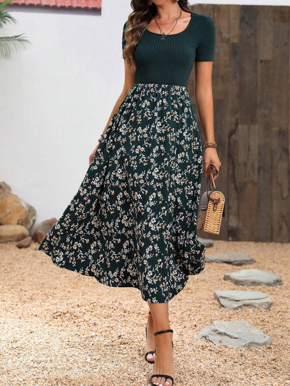 Breezaya Floral Patchwork Empire Waist Dress Maxi Women Outfit