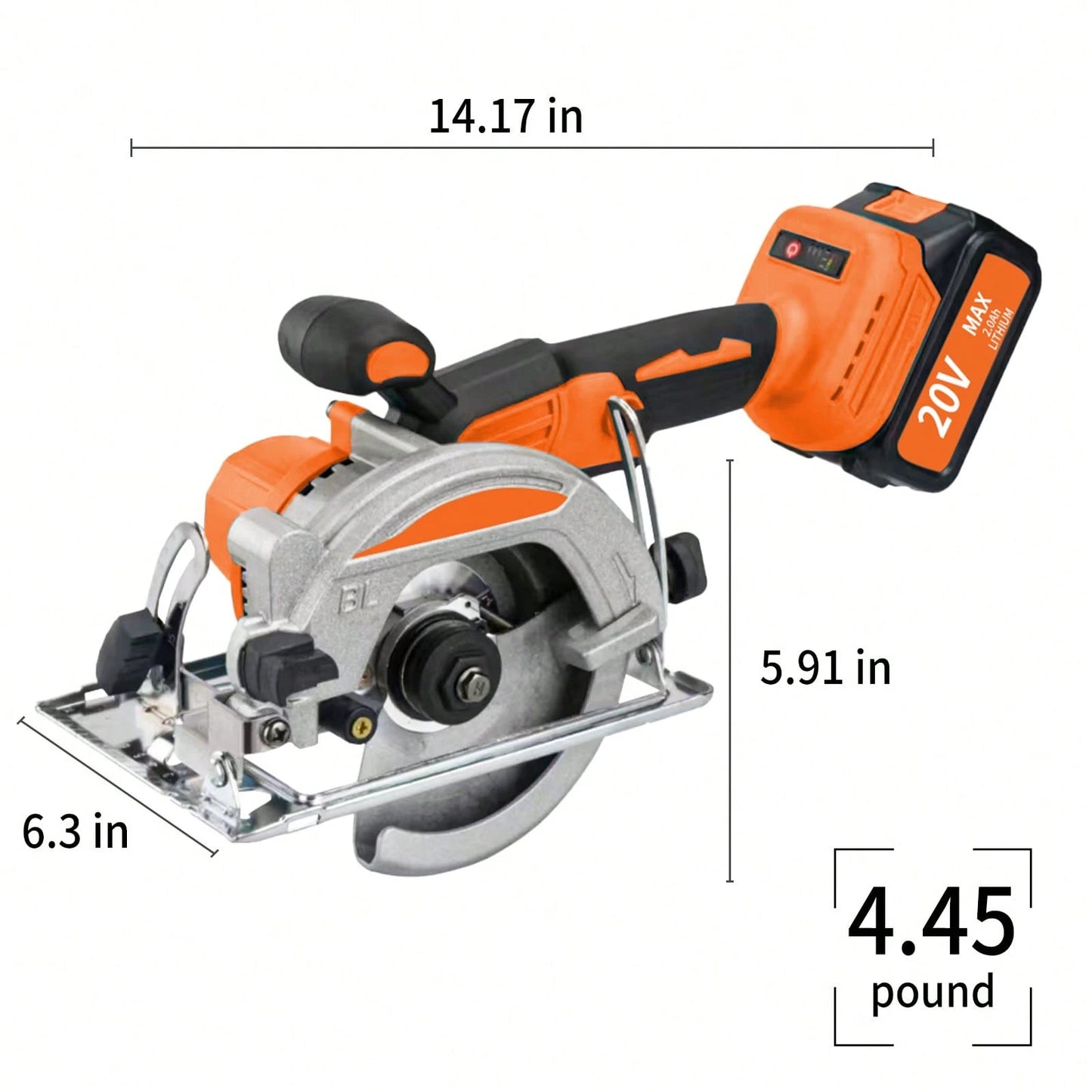 Brushless Compact Lightweight One-Hand Circular Saw Kit With Up To 6,900 RPM,45° Bevel Capacity, Max Cutting Depth 1.77inch,Includes Saw Blade,2.0Ah Battery And Charger,Electric Circular Saw For Wood