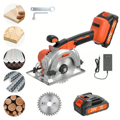 Brushless Compact Lightweight One-Hand Circular Saw Kit With Up To 6,900 RPM,45° Bevel Capacity, Max Cutting Depth 1.77inch,Includes Saw Blade,2.0Ah Battery And Charger,Electric Circular Saw For Wood