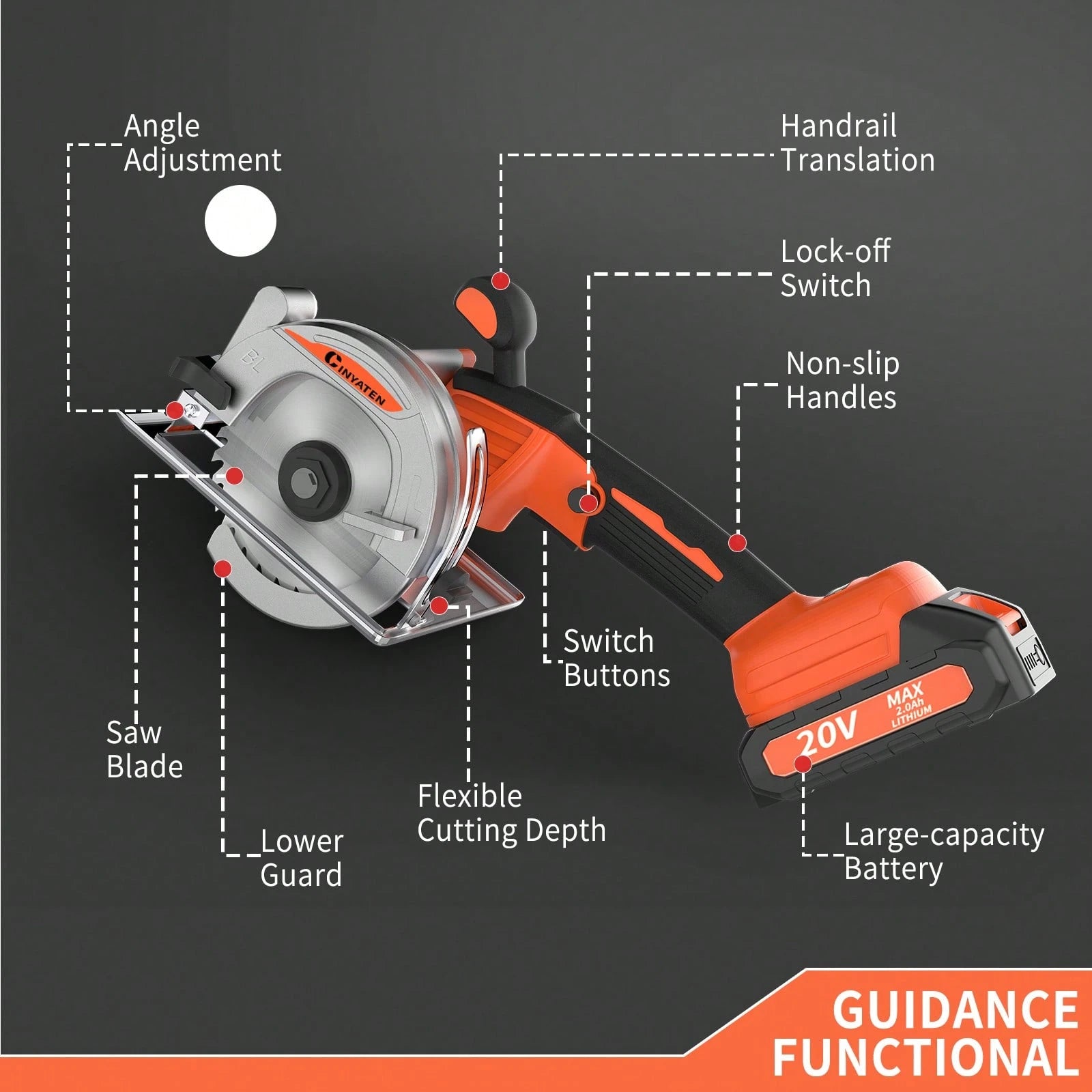 Brushless Compact Lightweight One-Hand Circular Saw Kit With Up To 6,900 RPM,45° Bevel Capacity, Max Cutting Depth 1.77inch,Includes Saw Blade,2.0Ah Battery And Charger,Electric Circular Saw For Wood