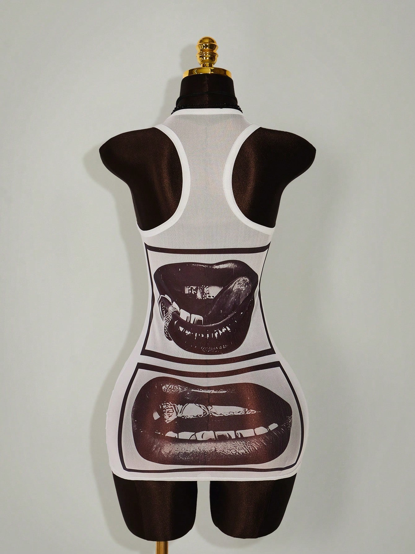 Bumpella Face Lip Print Sheer Bodycon Mini Dress For Women,Summer Dresses For Women Club Going Out Night Out Black Sexy