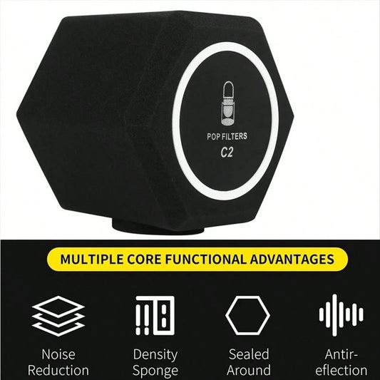C2 Microphone Pop-Filter Wind Shield Acoustic For Record Studios Mic Sound-Absorbing Foam Vocal Isolation Ball