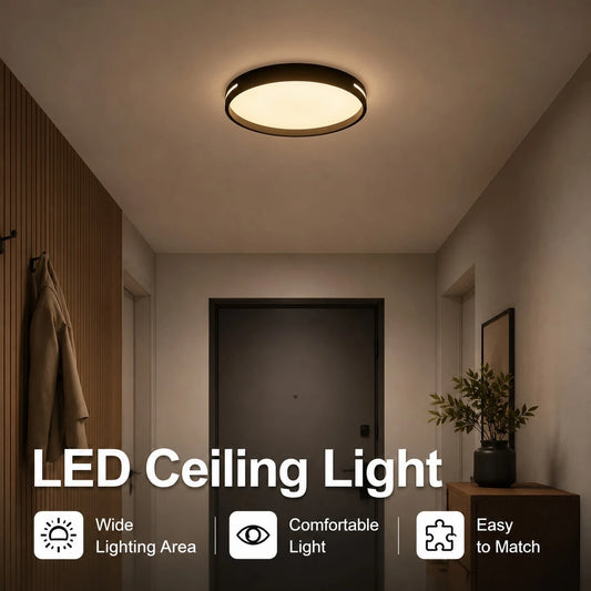 CANMEIJIA Round Integrated LED Ceiling Light, 3-Color Adjustable Color Temperature, Home Lighting Panel Light, Easy Installation, Suitable For Living Room, Bedroom, Kitchen, Hallway, Bathroom, Rental