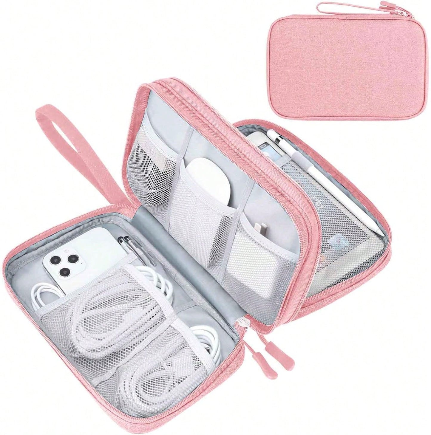 Canvas Shockproof Electronics Organizer Case – Portable Travel Storage For Cables, Power Bank, Hard Drive, SD Card, Office Workers, Lightweight