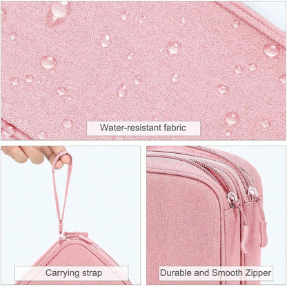 Canvas Shockproof Electronics Organizer Case – Portable Travel Storage For Cables, Power Bank, Hard Drive, SD Card, Office Workers, Lightweight