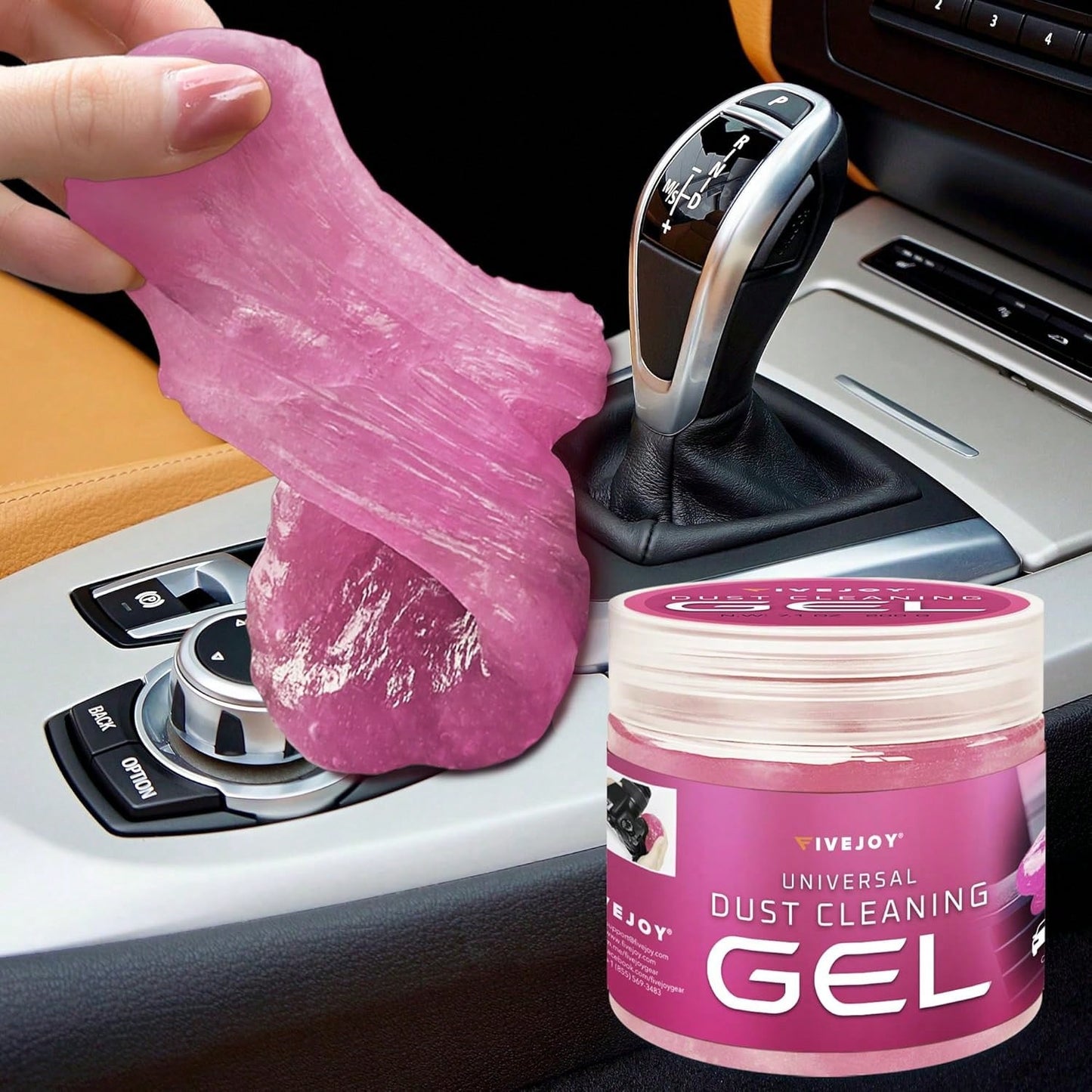 Car Cleaning Gel, 200g Car Cleaning Putty For Detailing Interior Cleaner, Dust Cleaning Slime For Cars, Keyboards & Electronics – Reusable Odorless Car Cleaning Supplies, Pink, 1 Pack 7oz