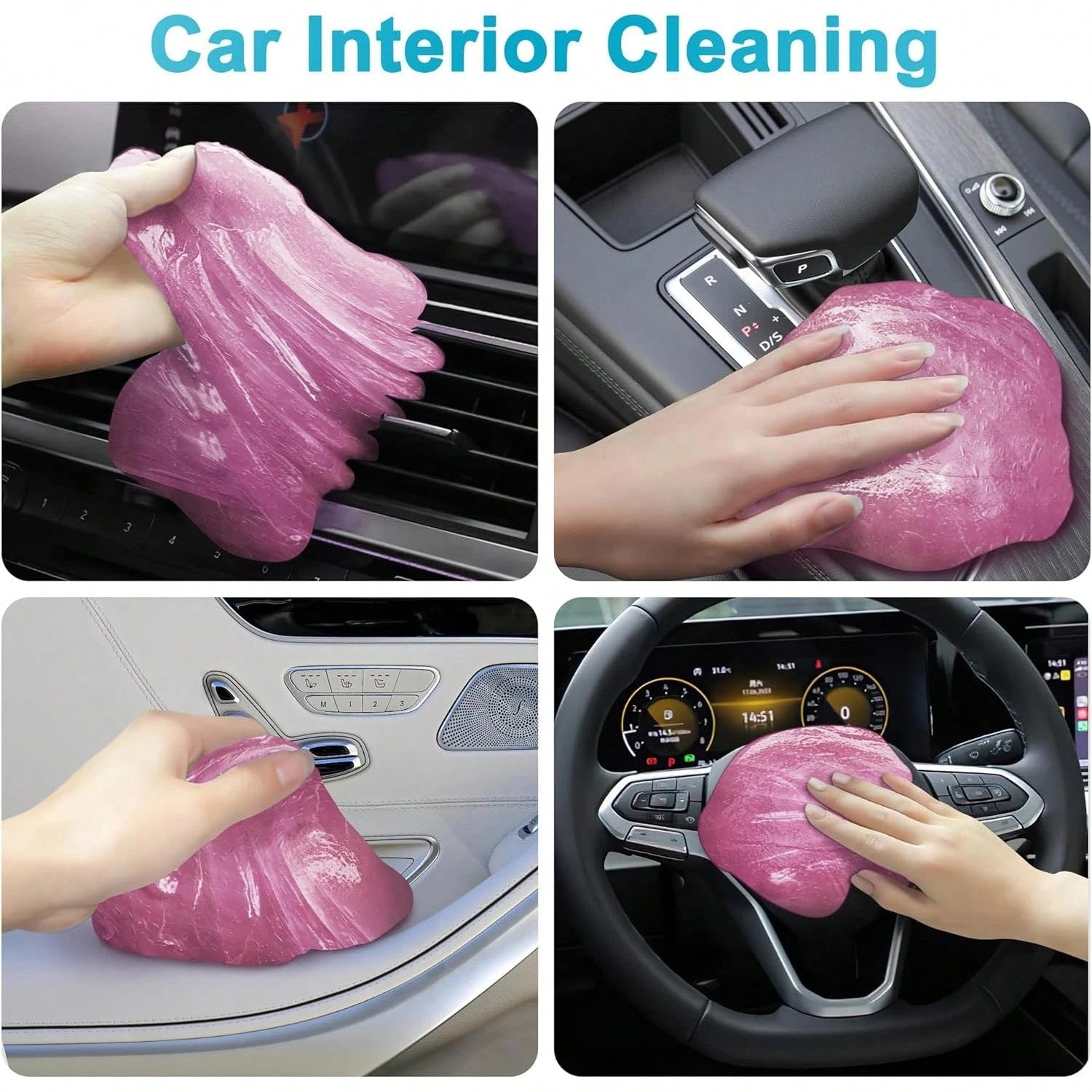 Car Cleaning Gel, 200g Car Cleaning Putty For Detailing Interior Cleaner, Dust Cleaning Slime For Cars, Keyboards & Electronics – Reusable Odorless Car Cleaning Supplies, Pink, 1 Pack 7oz