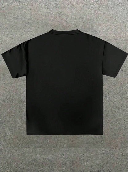 Cartoon Humorous Scene Black T-Shirt,Casual Digital Print Pure Heavy Cotton T Shirt,220g Cotton T-Shirt,Gift,Summer,Unisex
