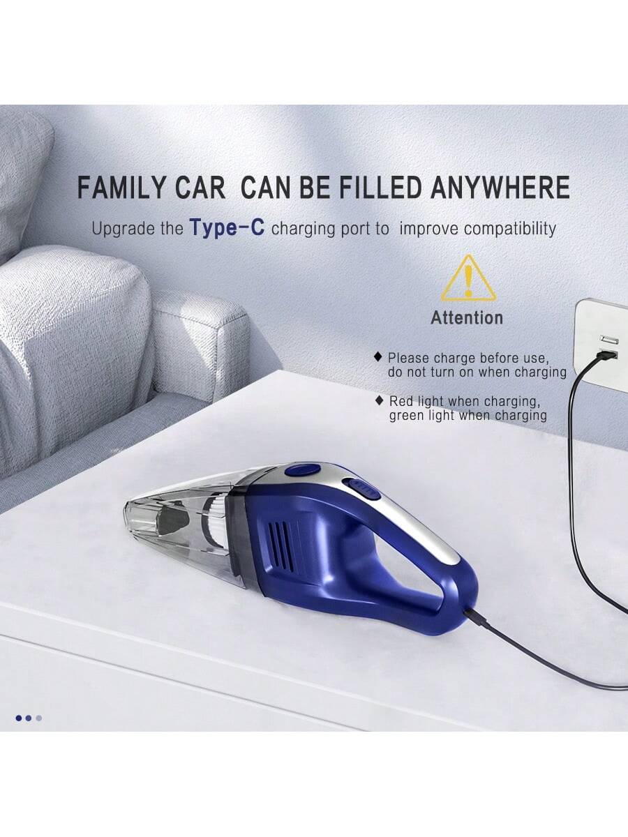 CascadeVac Handy Vacuum Cleaner Handheld Vacuum Cleaner For The Family Car, Powerful Suction USB Charging Mini Cleaning Vacuum Cleaner, Has A Variety Of Accessories For The Car, Home, Office And Other