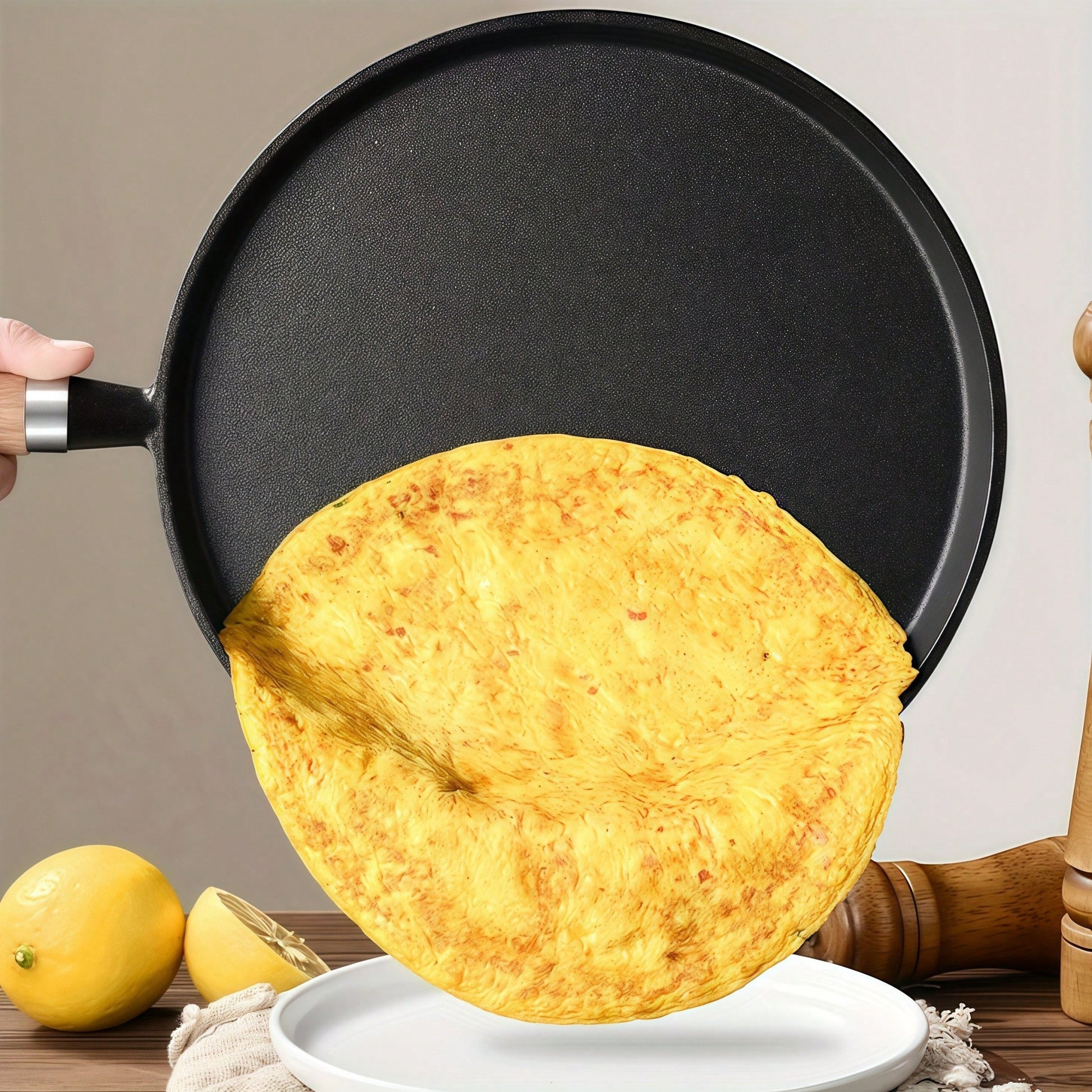 Cast Iron Skillet With Handle, 10.63inch Inch Frying Pan, Suitable Pancakes, Eggs, And Crepes, Durable Non-Stick Cookware, Suitable Induction Cookers, Gas Stoves, Campfires, Breakfast, Barbecue, Campi