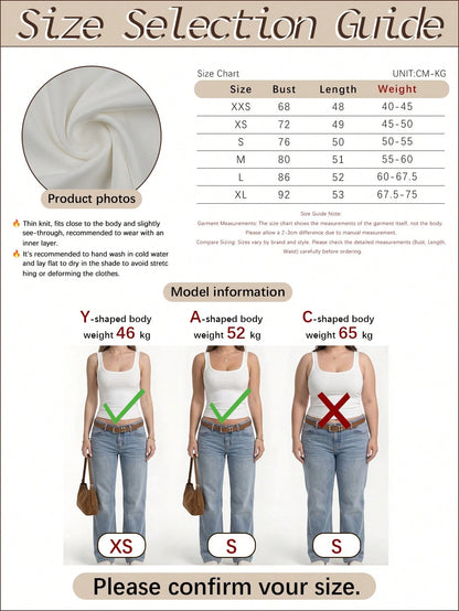 Casual Solid Color Tank Top, Versatile For Summer White, Everyday Wear