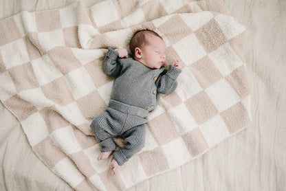 Charcoal Ribbed Knit Layette Set