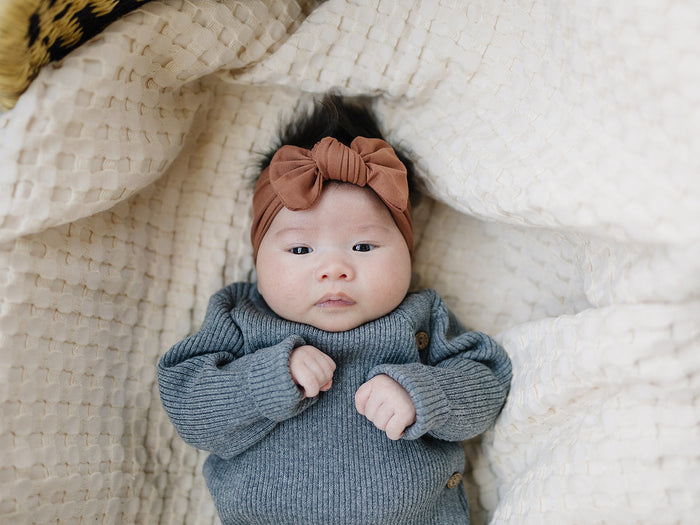 Charcoal Ribbed Knit Layette Set