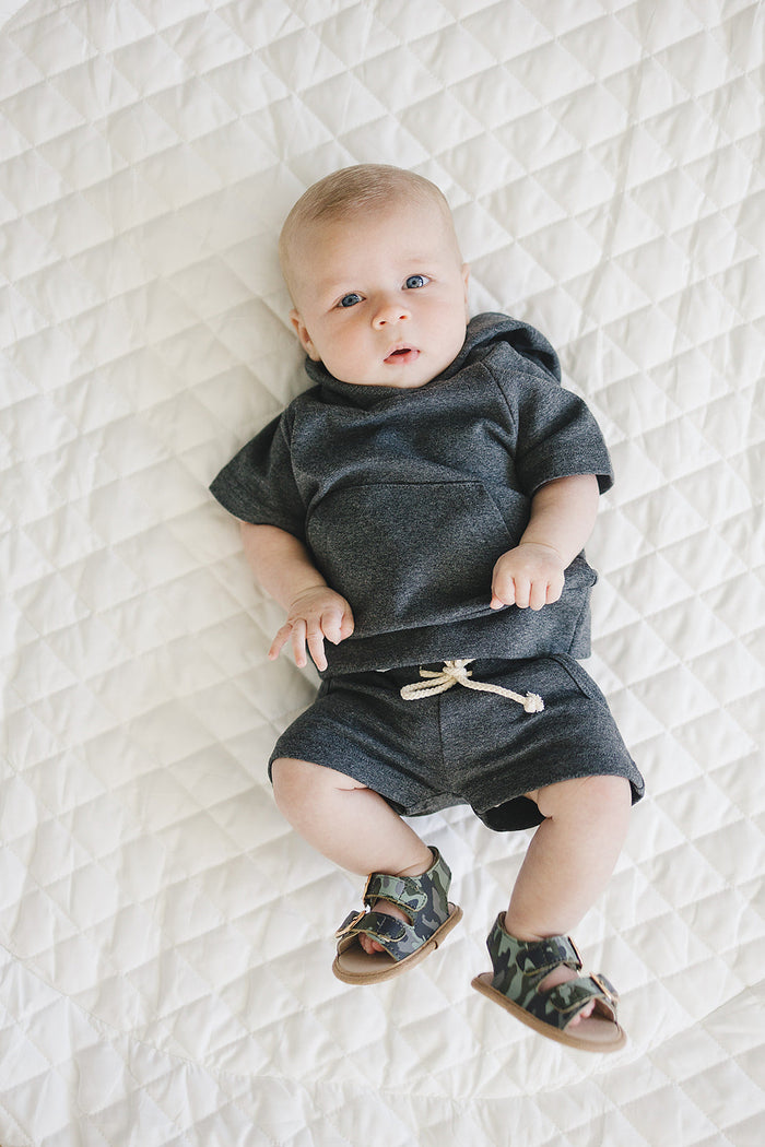 Charcoal Short Sleeve Hoodie