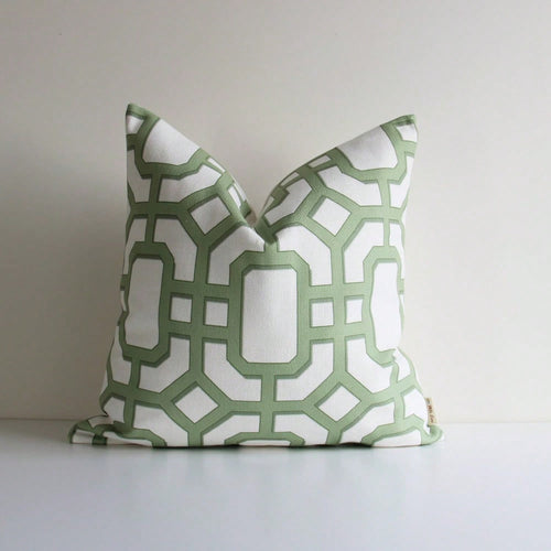 CKnight Celery Green Ciel Blue Geometric Chinoiserie Pillow Cover-- Asian Decor Cushion Cover 18x18 20x20,Suitable For Decorating S1ofas, Beds, Living Rooms,Modern Nordic Style Decoration For Both In