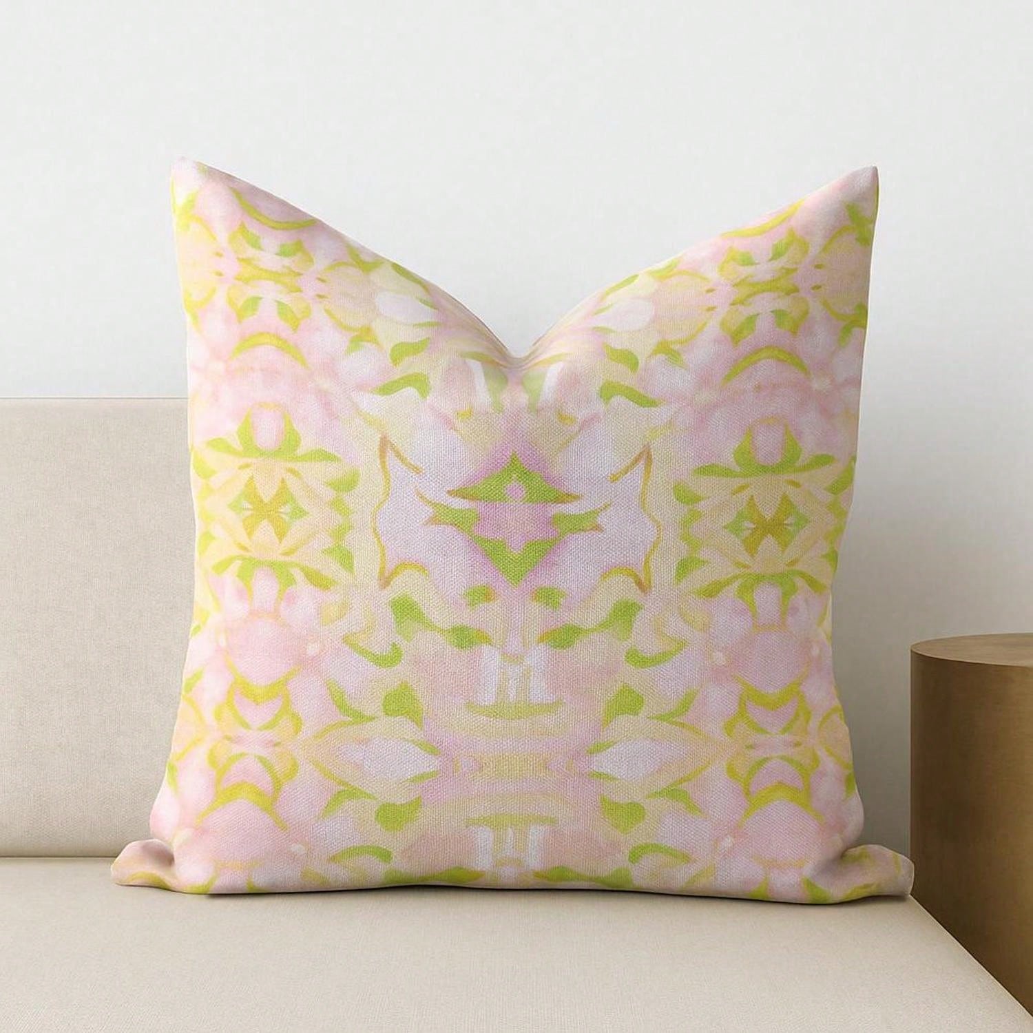CKnight [Room Decor Pillow]Abstract Watercolor Square Pillow, Preppy Pink Green Cushion, Decorat Throw Pillow, Accent Pillow, Home Decor Pillow Cover, Spun