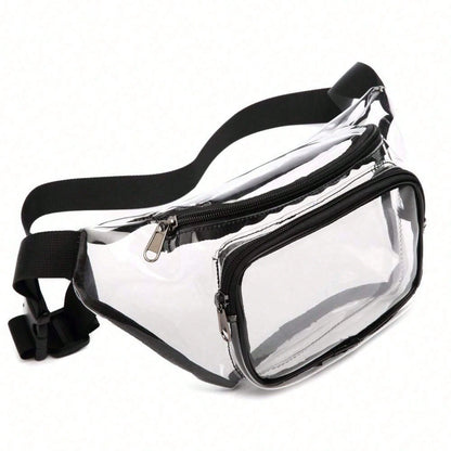 Clear PVC Fanny Pack, Stadium Approved Waterproof Waist Bag & Crossbody Belt Purse With Adjustable Strap, Fashion Small Bum Bag For Concert, Travel