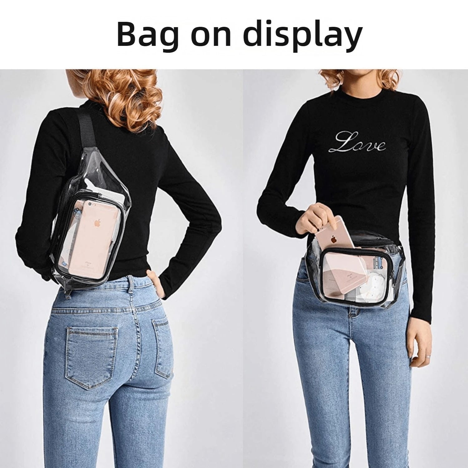 Clear PVC Fanny Pack, Stadium Approved Waterproof Waist Bag & Crossbody Belt Purse With Adjustable Strap, Fashion Small Bum Bag For Concert, Travel